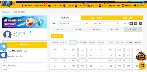 đăng ký đánh lô đề online trên five88